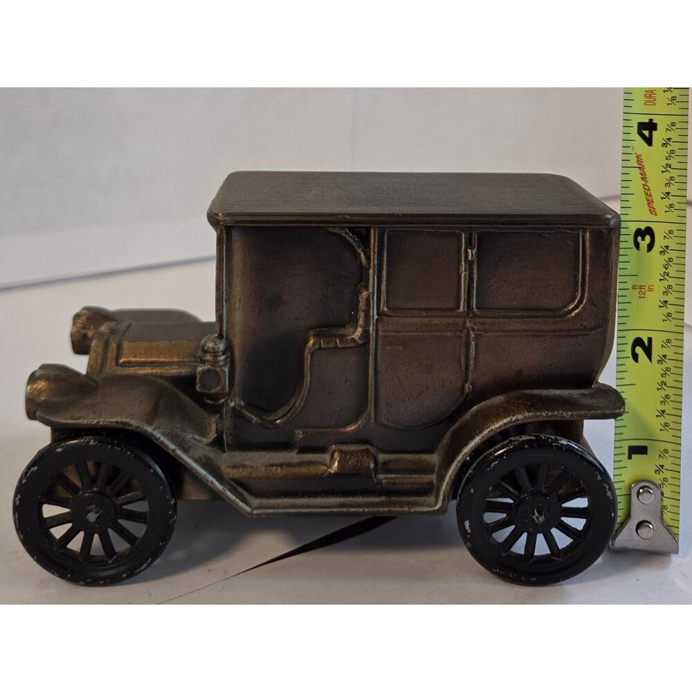 Vintage Cast Metal Car Coin Bank Antique Style Sedan Decorative Bank - Picture 10 of 11